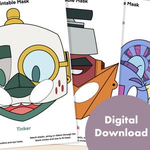 The Randlebots Paper Craft Kinder-Party-Masken, Zeichentrickfiguren Masken, Papierhandwerk, Party-Aktivitäten, Papiermasken, Masken für Kinder