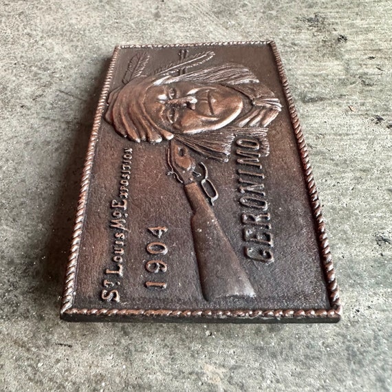 Vintage Geronimo Copper Belt Buckle - image 4