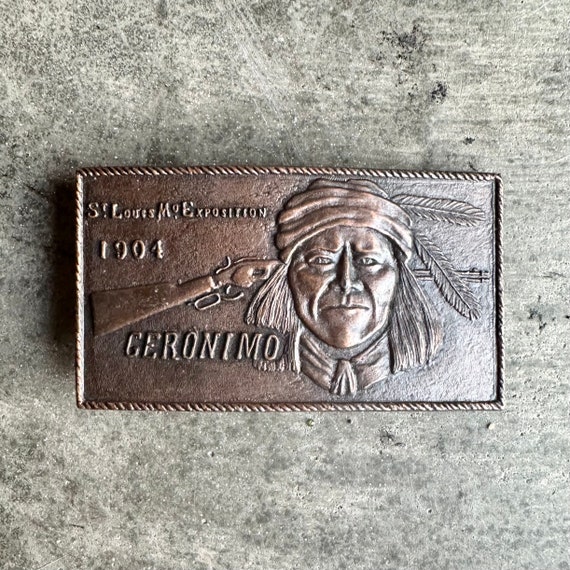 Vintage Geronimo Copper Belt Buckle - image 1