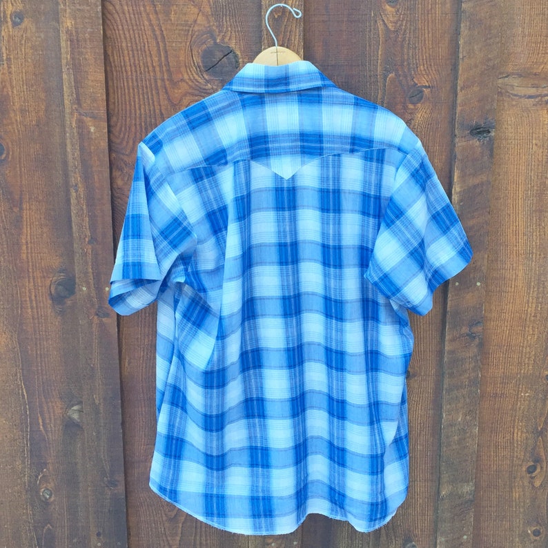 Vintage Panhandle Slim Short Sleeve Western Shirt Blue Plaid | Etsy