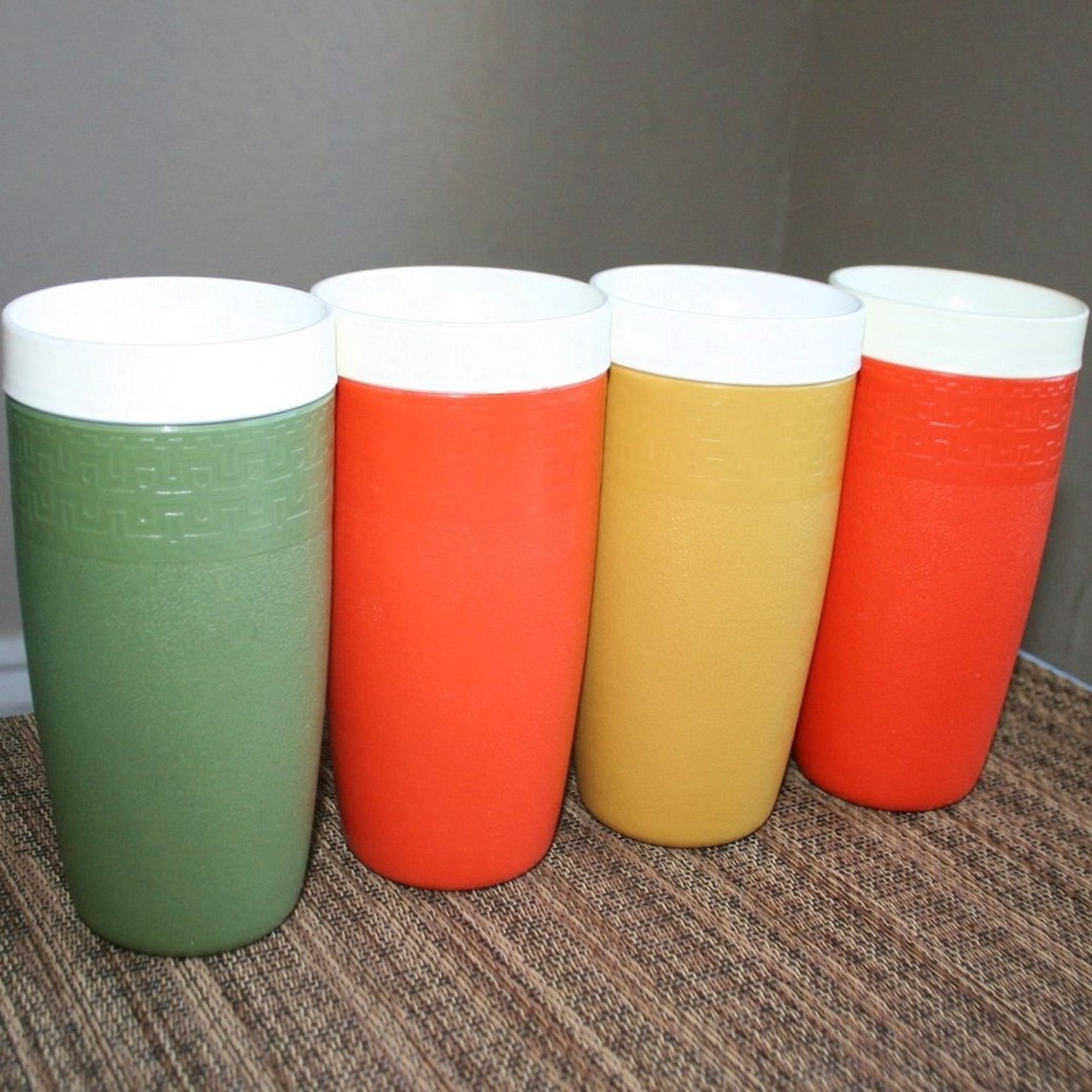 Vintage Plastic Retro Insulated Tumblers by Olympian Thermo Etsy