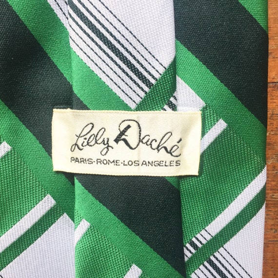 Vintage Tie - Lilly Daché - Green and Blue Plaid - image 5