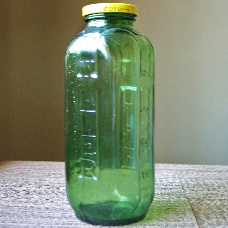 Vintage Green Glass Juice and Water Jar Etsy