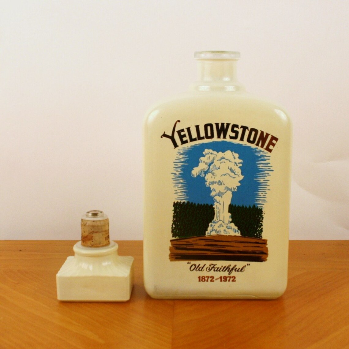 Vintage Yellowstone Bourbon Glass Decanter Old Faithful Etsy