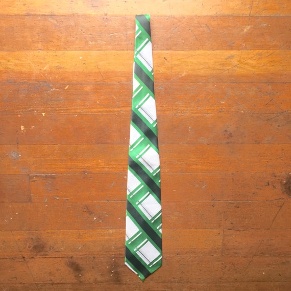 Vintage Tie - Lilly Daché - Green and Blue Plaid - image 3