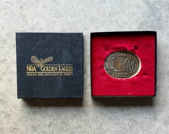 Vintage NRA Golden Eagles Brass Belt Buckle - in box