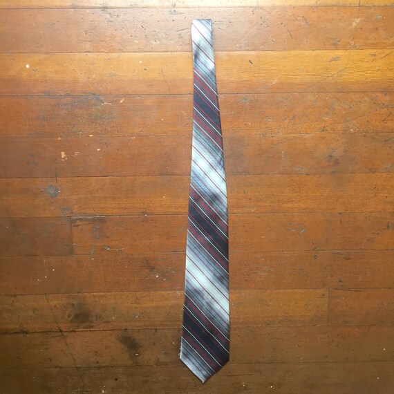 Vintage Striped Tie - Red Gray and Blue - Marquis… - image 2