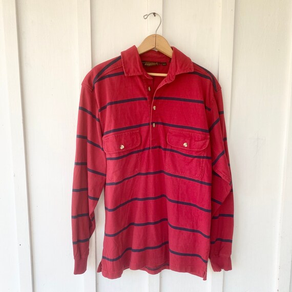 Vintage Eddie Bauer Striped Rugby Shirt Medium Gem