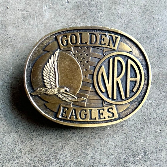 Vintage NRA Golden Eagles Brass Belt Buckle - in … - image 2