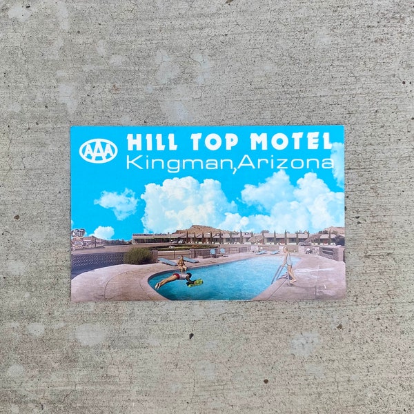 Vintage Unused AAA Hill Top Motel Post Card - Kingman Arizona