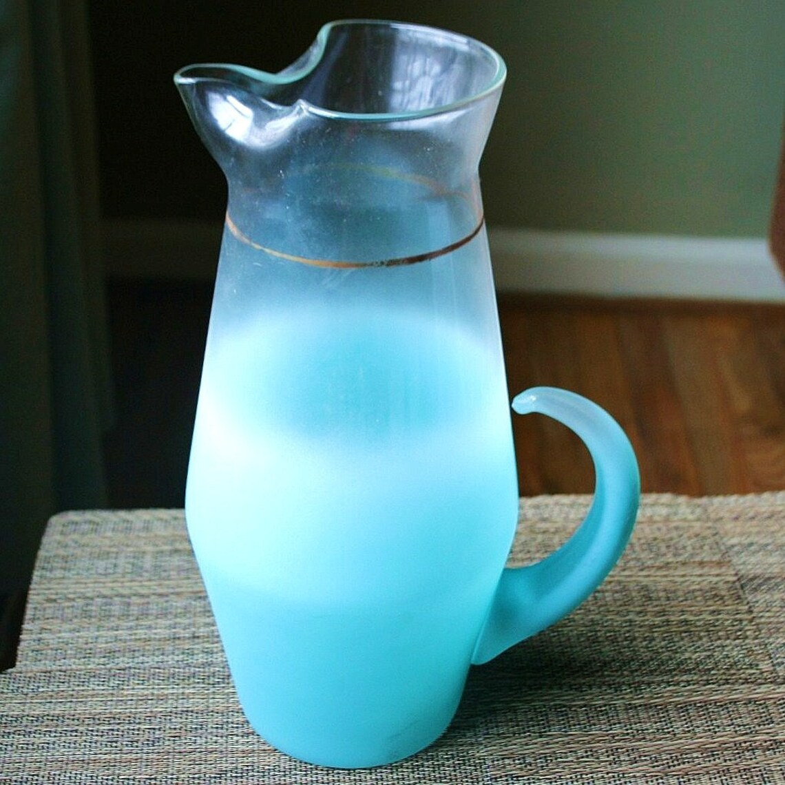 Retro Blendo West Virginia Glass Pitcher Tumbler Set 6 Etsy