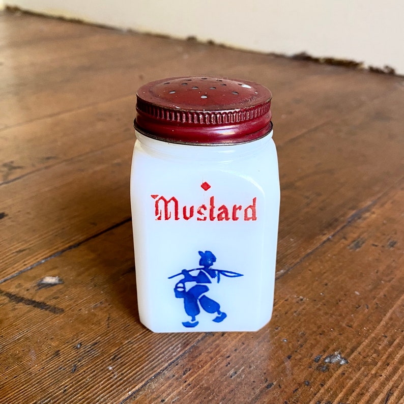 Vintage Dove Mustard Milk Glass Jar Etsy