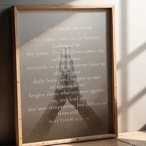 The Lord’s Prayer Wall Art Printable – Minimalist Christian Decor | Bible Verse Matthew 6:9-13 | Scripture Aesthetic Art