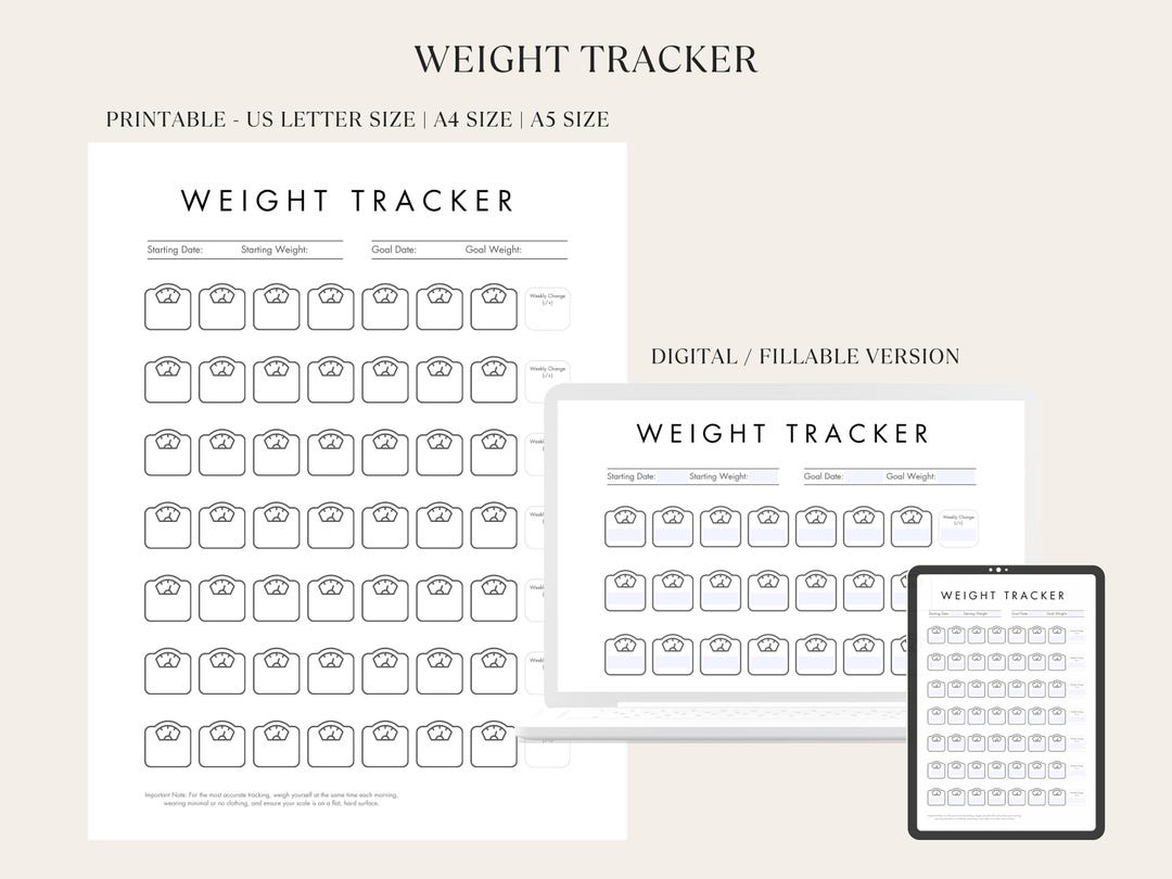 Weight Loss Tracker Printable & Fillable, Weight Loss Template ...
