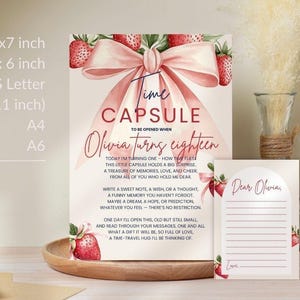 Strawberry First Birthday Time Capsule Sign: Pastel Watercolor (Digital Download)