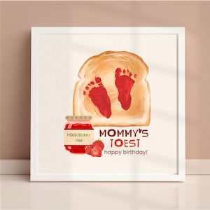 Cadeau premier anniversaire pour maman et bébé, empreinte artistique, cadeau pour une nouvelle maman, cadeau bricolage à téléchargement immédiat, poster Mommy's Toest, poster d'art rétro