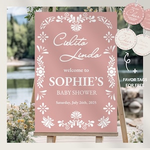 Cielito Lindo Baby Shower Welcome Sign, Canva Template, Custom Sigs, Papel Picado, Mexican Fiesta Decor, Favor Tags, CLBS