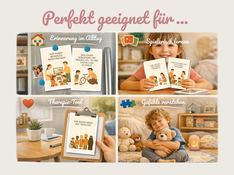 Familienregeln Karten zum Ausdrucken, Montessori & sanfte Erziehung, spielerisch Regeln lernen für Zuhause, Kita oder Schule, PDF and JPG image 6