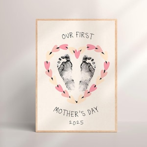 Regalo para el primer día de la madre, arte con huellas de manos o pies de bebé, regalo para un bebé, regalo para una nueva mamá, regalo DIY para bebé con descarga instantánea, regalo para la abuela