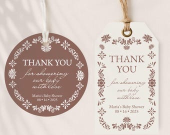 Cielito Lindo Personalizable Favors Tag, Mexican Baby Shower, Baptism or first Birthday, Powder Pink or Brown Talavera, Papel Picado, CLBS
