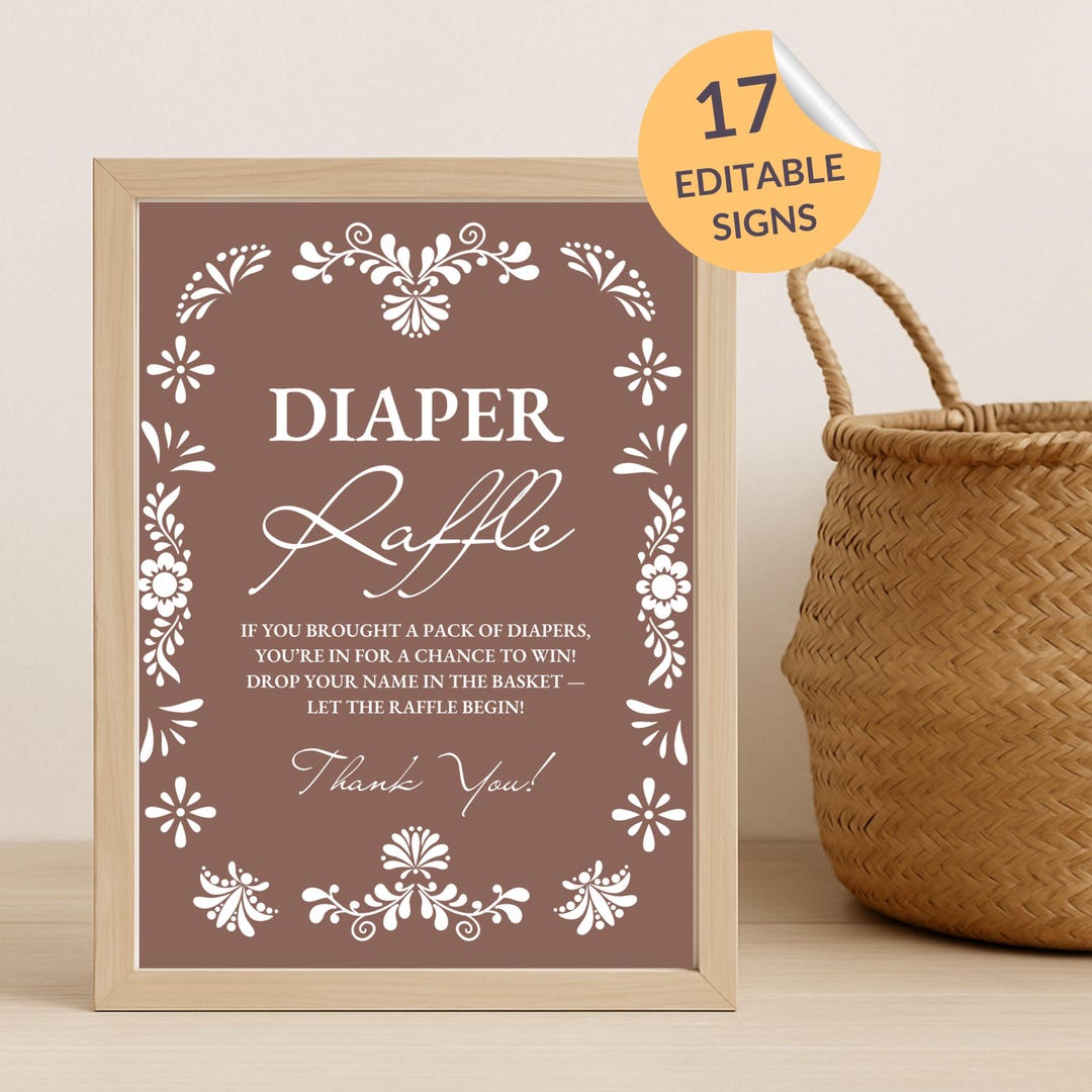 Cielito Lindo Baby Shower Signs Bundle, Brown Talavera (editable Canva ...