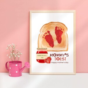 Regalo para el primer Día de la Madre de un bebé, arte con huellas, regalo para mamá primeriza, regalo DIY de descarga instantánea, póster para el primer día de la madre, arte retro minimalista