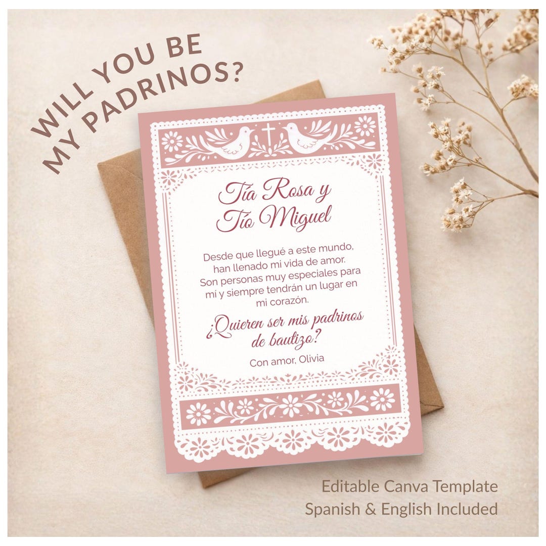 Godparent Proposal Template Will You Be My Godparents Card Padrinos