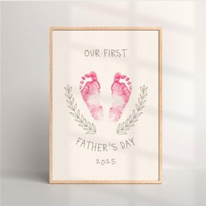 1er cadeau de fête des pères d'une petite fille ou d'un garçon, art de l'empreinte de pied ou de main de bébé, cadeau pour un nouveau papa, cadeau bricolage pour bébé à téléchargement immédiat, cadeau pour grand-père