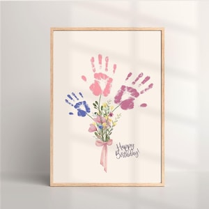 Handabdruck Art Craft Geschenk zum 1.Geburtstag, personalisiertes Geschenk für Mama oder Oma