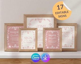 Diaper Raffle Sign for Cielito Lindo Baby Shower, MOMosa Bar Sigs and More - Signs Bundle, Papel Picado Invite, Dusty Rose Talavera, CLBS