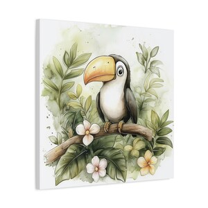 Watercolor Tucan Print, Tucan Nursery Canvas, Tucan Art, Tucan Nursery Art, Playroom Watercolor Art,  Tucan Decor
