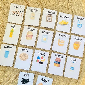 Schede di ingredienti per cucinare per bambini / Apprendimento in cucina ispirato al metodo Montessori / Apprendimento in cucina per la prima infanzia / Attività di cucina per bambini / Educazione domestica