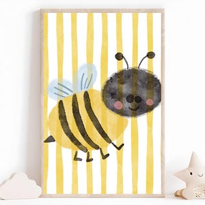 Bienen Poster fürs Kinderzimmer – Tierbild Baby Deko – Niedliches Insektenbild Natur – Wandbild Mädchen & Junge – Geschenk zur Geburt