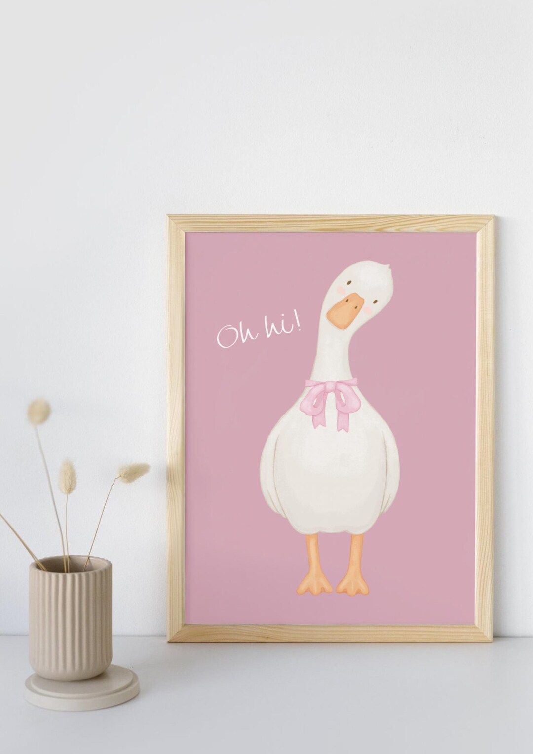 Cute Goose Poster for a Pink Nursery | Animal Illustration Print ...