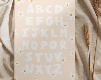 Montessori ABC Poster Alphabet Lernposter Kinder Montessori Wandbild Schlichte Lernkarte A–Z Kindergarten Deko Educational Print