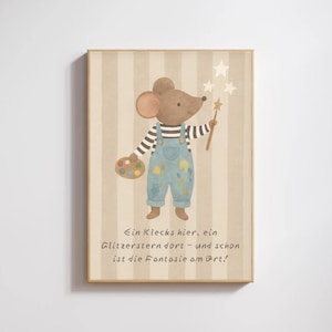 Maus Poster - Kinderzimmer Deko - Zauberspruch - Fantasie Bild - Babyzimmer Deko - skandinavischer Stil