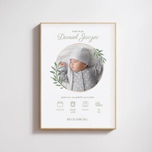 Pôster de nascimento com nome e foto – presente personalizado para bebê – pôster para nascimento – quadro de parede para berçário