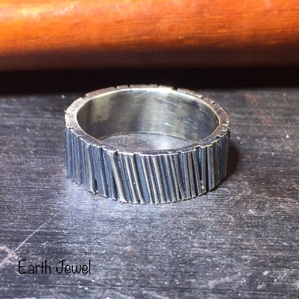 Bold Texture - Solid Argentium .935 Silver Ring - Size 7.5 - Made in the USA