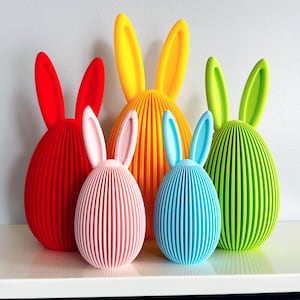 Bunny Egg Decoration | 3D Printed | Easter Decoration | Spring Decoration | Bunny Shaped Ornament | Bright Colours | Egg Decoration