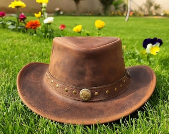 Leather Cowboy Western Chocolate Brown Hat Men Women  display picture 3
