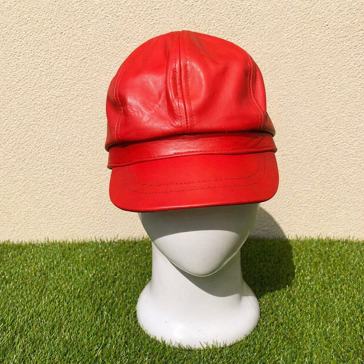 Red Leather Newsboy Hat - Etsy display picture 1