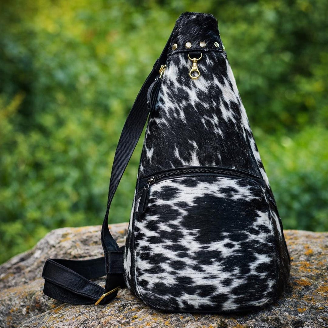 Handmade Cow Print Backpack Genuine Hair on Cowhide Leather Travel Bag ...