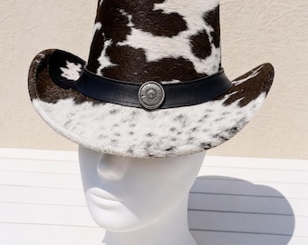 Cowhide Leather Cowboy Hat, Handmade Western Rancher, Custom Unisex Headwear