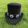 Handmade Suede Leather Steampunk Top Hat: Concho Band, Cosplay Western Hat product logo