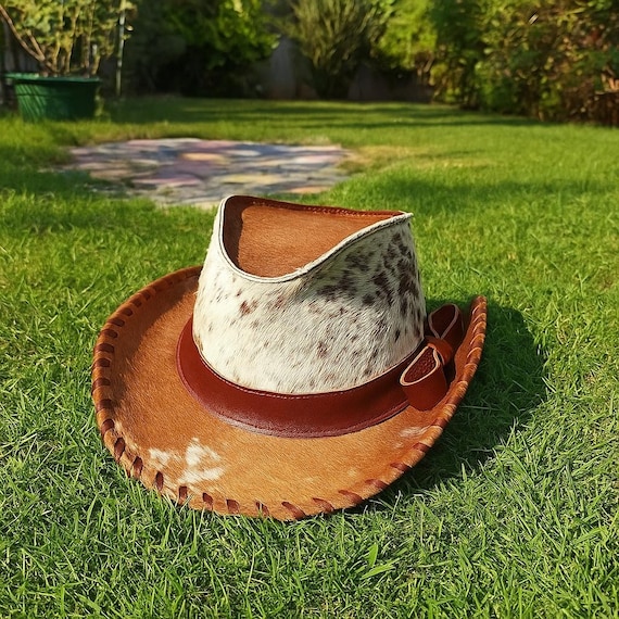 Rustic Western Hat Lesa Collection Unisex Rustic Leather Cowboy Hat with Unique  main image 3