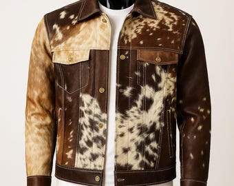 Cowhide Leather Jacket – Handmade Western Style for Men