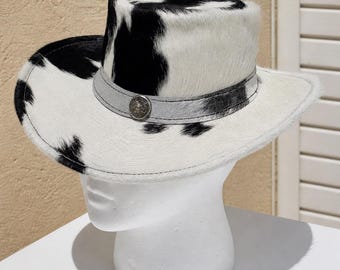 Handmade Cowhide Leather Top Hat: Steampunk Cowboy Cosplay