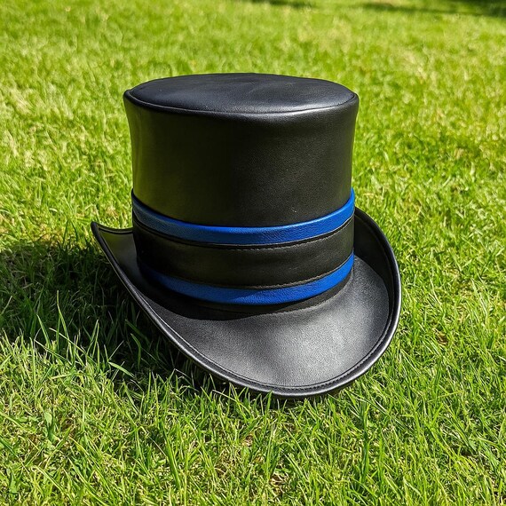 Handmade Black Leather Top Hat: Steampunk Gothic Cosplay  display picture 1
