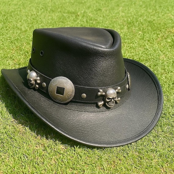 Handmade leather festival cowboy hat Cowhide Leather Cowboy Hat | Handmade Western Festival Top  main image 4