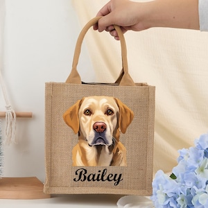 Custom Dog Photo Tote Bag, Pet Picture Tote Bag with Name, Pet Portrait Bag, Personalized Tote Bag, Cat Mom Gift, Dog Lover Gifts